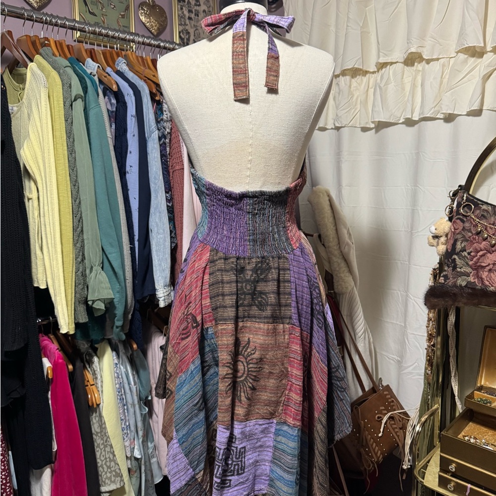 Boho Multicolor Backless Dress - image 3